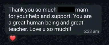 Parent testimonial screenshot
