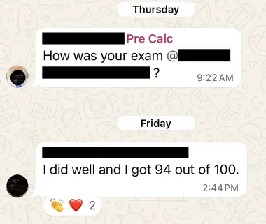 Parent testimonial screenshot