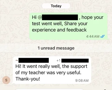Parent testimonial screenshot